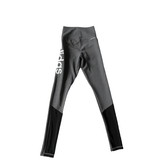 Adidas Design 2 Move High Rise Logo Leggings Sheer Panel XS Gray EUC - Picture 7 of 14